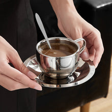 Load image into Gallery viewer, Stainless Steel Coffee Cups With Tray Stirring Spoon