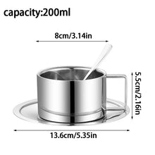 Load image into Gallery viewer, Stainless Steel Coffee Cups With Tray Stirring Spoon