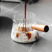 Load image into Gallery viewer, Wooden Handle Glass Espresso Measuring Cup