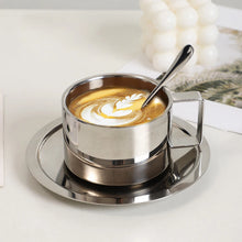 Load image into Gallery viewer, Stainless Steel Coffee Cups With Tray Stirring Spoon
