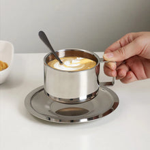 Load image into Gallery viewer, Stainless Steel Coffee Cups With Tray Stirring Spoon
