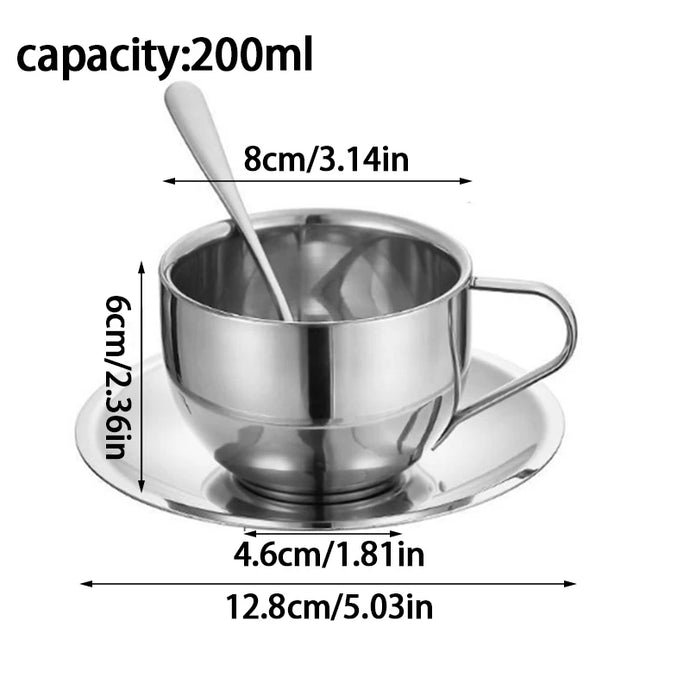 Stainless Steel Coffee Cups With Tray Stirring Spoon