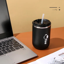 Load image into Gallery viewer, Stainless Steel Thermos Coffee Cup with Silicone Straw
