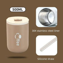 Load image into Gallery viewer, Stainless Steel Thermos Coffee Cup with Silicone Straw
