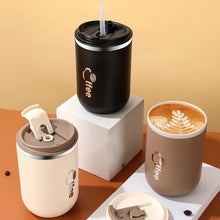Load image into Gallery viewer, Stainless Steel Thermos Coffee Cup with Silicone Straw
