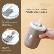 Load image into Gallery viewer, Stainless Steel Thermos Coffee Cup with Silicone Straw
